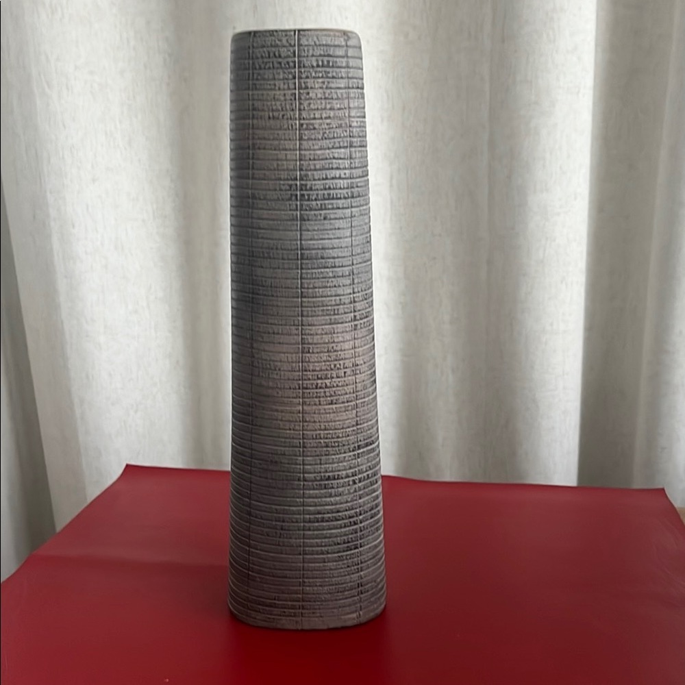 CB2 Elegant Gray Textured Vase 12.25”H